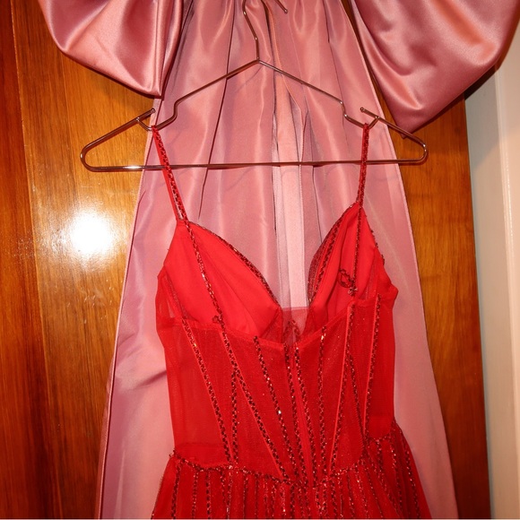 Cinderella Divine CD863 Long Formal Beaded Sheer Dress - Picture 8 of 8